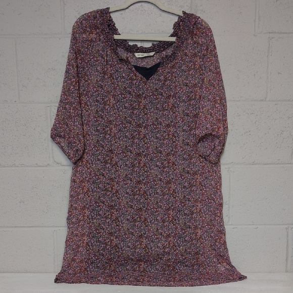 Old Navy Micro Floral Lined Tunic Top Size Large - Picture 2 of 9